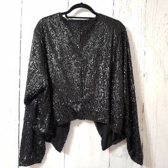 NWT Torrid 4 Black Drape Front Sequin Jacket 4X 26 - Picture 7 of 8